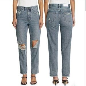 PISTOLA Presley Ripped High Waist Ankle Straight Leg Boyfriend Jeans Size 26